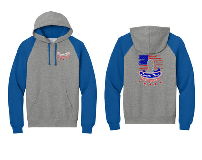 Lincoln Trail Family Campground Jerzees® Unisex NuBlend® Colorblock Raglan Hoodie Sweatshirt (P.96C)