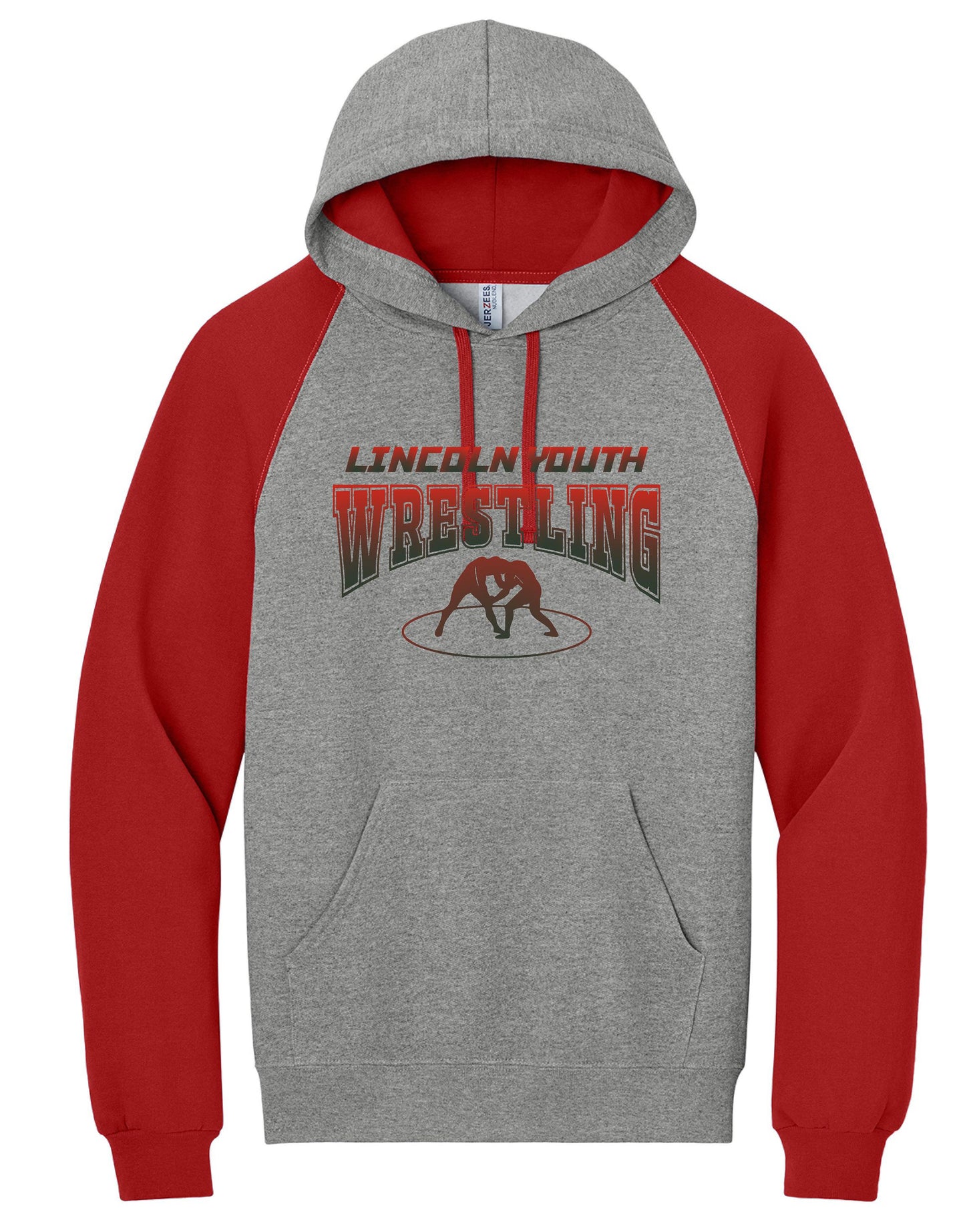 Lincoln Youth Wrestling Jerzees® Unisex NuBlend® Colorblock Raglan Hoodie Sweatshirt (P.96C)