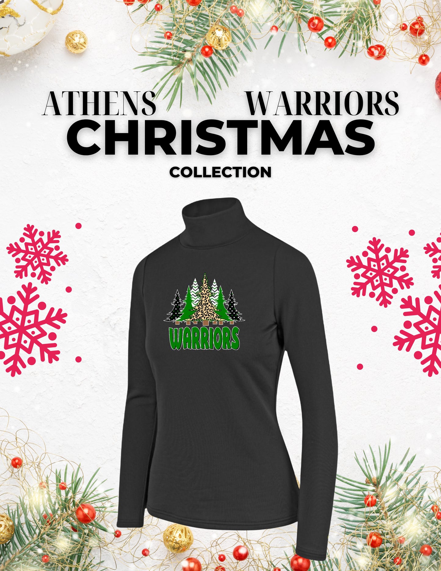 Athens Warriors Christmas Aelia Women's Tall Neck Long Sleeve (P. ABB-109684)