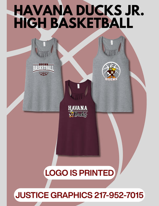 Havana Ducks Jr. High Basketball BELLA + CANVAS - Women's Flowy Racerback Tank (P.BC8800)