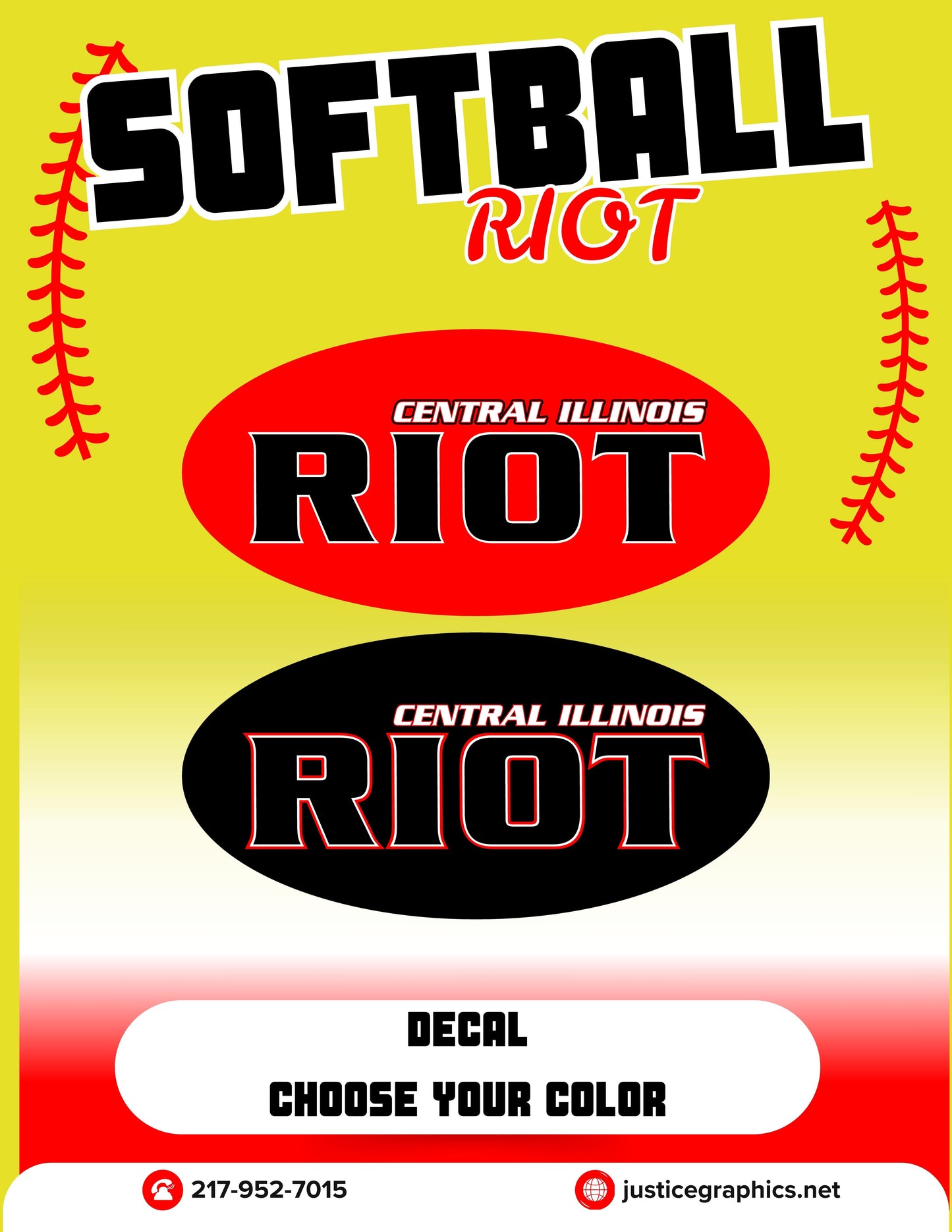 RIOT SOFTBALL CAR WINDOW DECAL