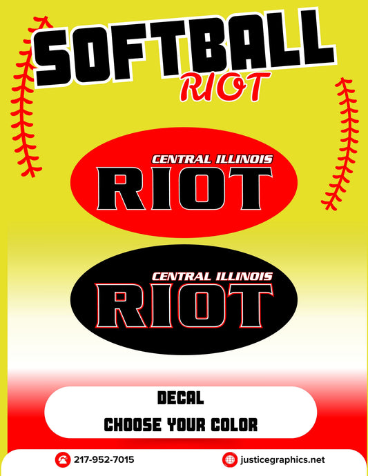 RIOT SOFTBALL CAR WINDOW DECAL