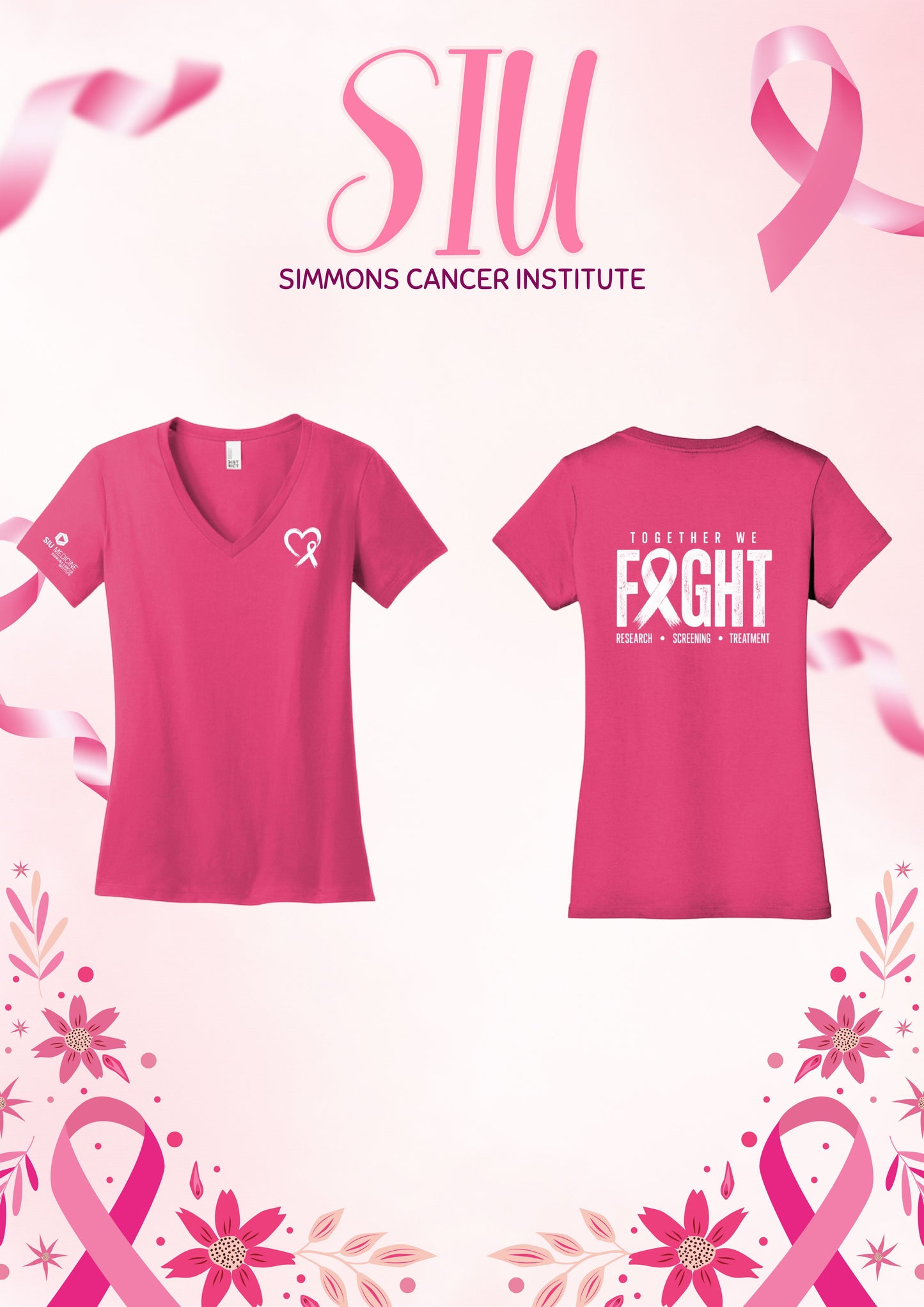 SIU Medicine Simmons Cancer Institute Breast Cancer District ® Women’s Perfect Weight ® V-Neck Tee (P.DM1170L)