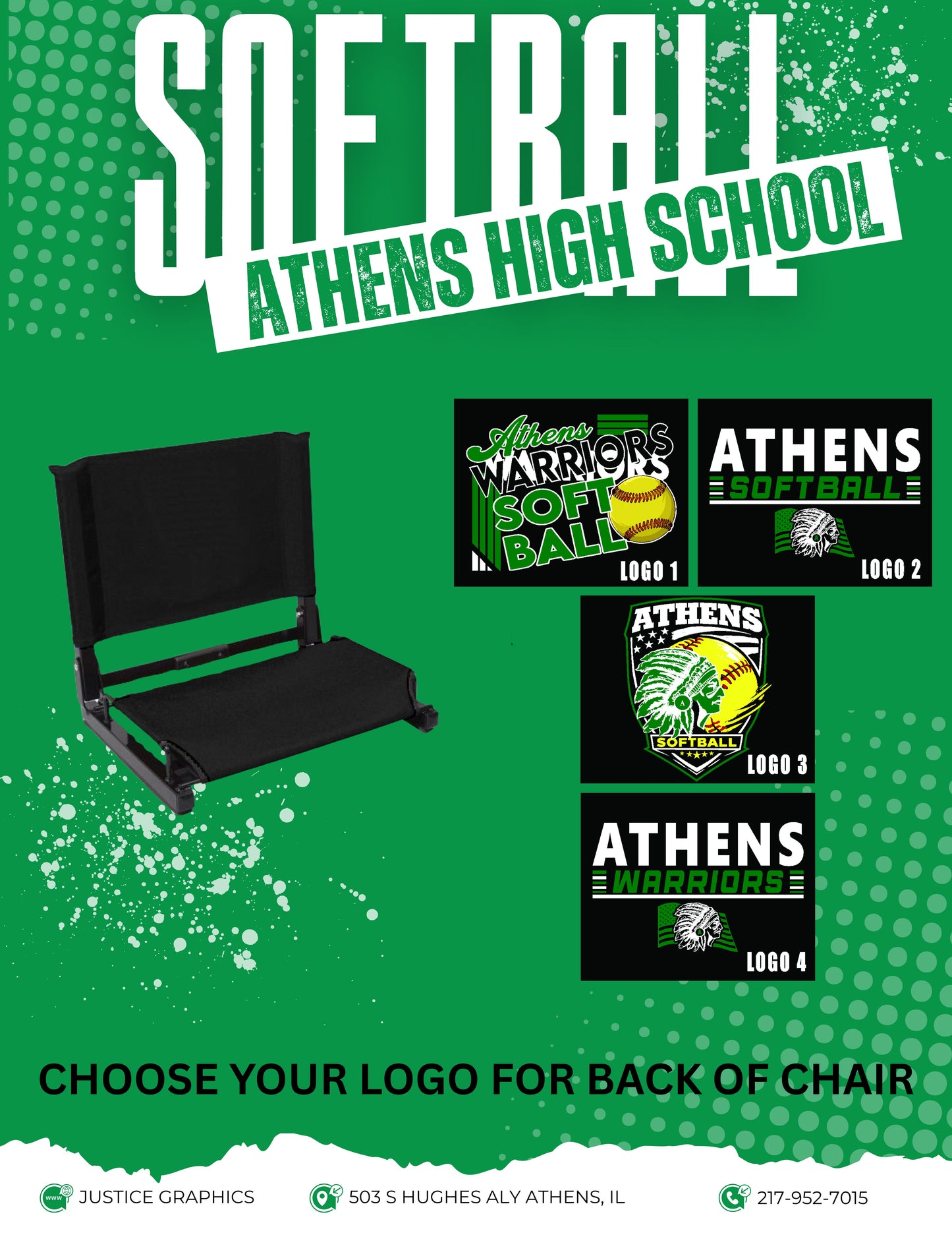 Athens High School Softball Athletic Specialties Stadium Seat (P.E171308)