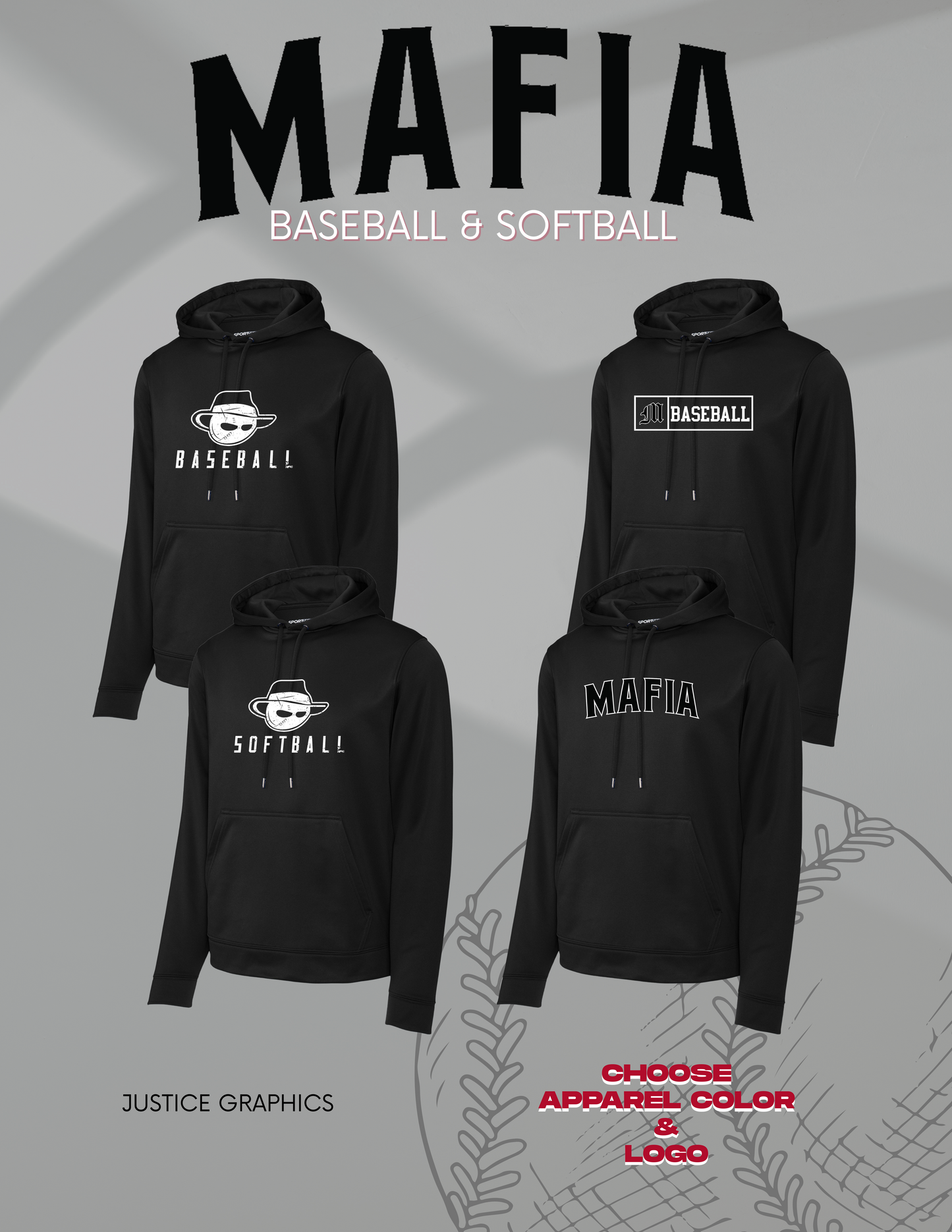 MAFIA BASEBALL/SOFTBALL Sport-Tek® Sport-Wick® HOODIE (P.F244)