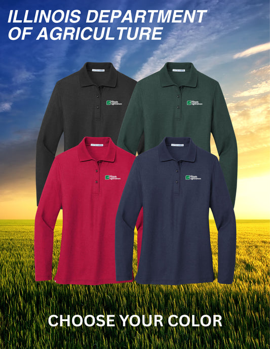 Illinois Department of Agriculture Port Authority® Women's Silk Touch™ Long Sleeve Polo (E.L500LS)