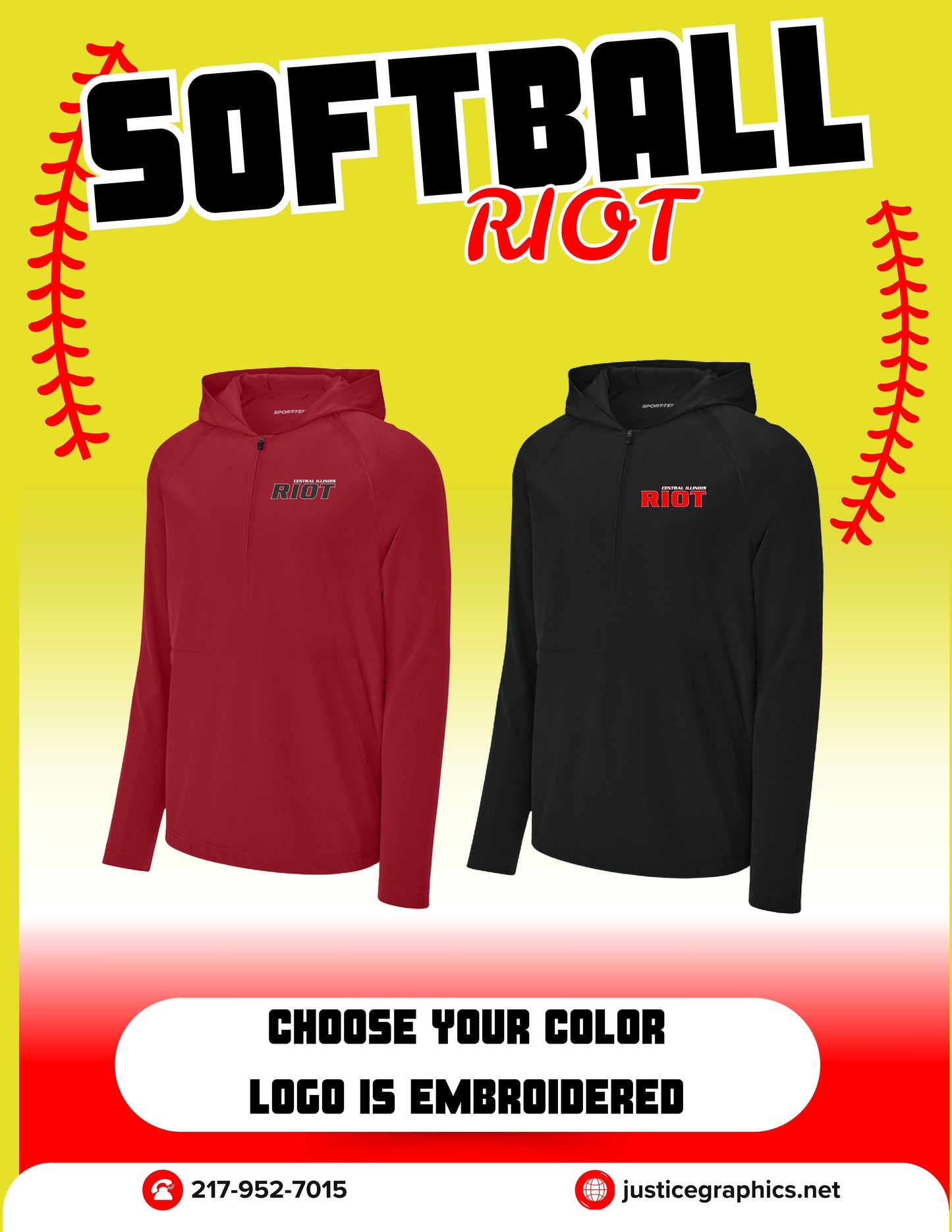 RIOT SOFTBALL Sport-Tek® Repeat 1/2-Zip Long Sleeve Hooded Jacket (E.JST488)
