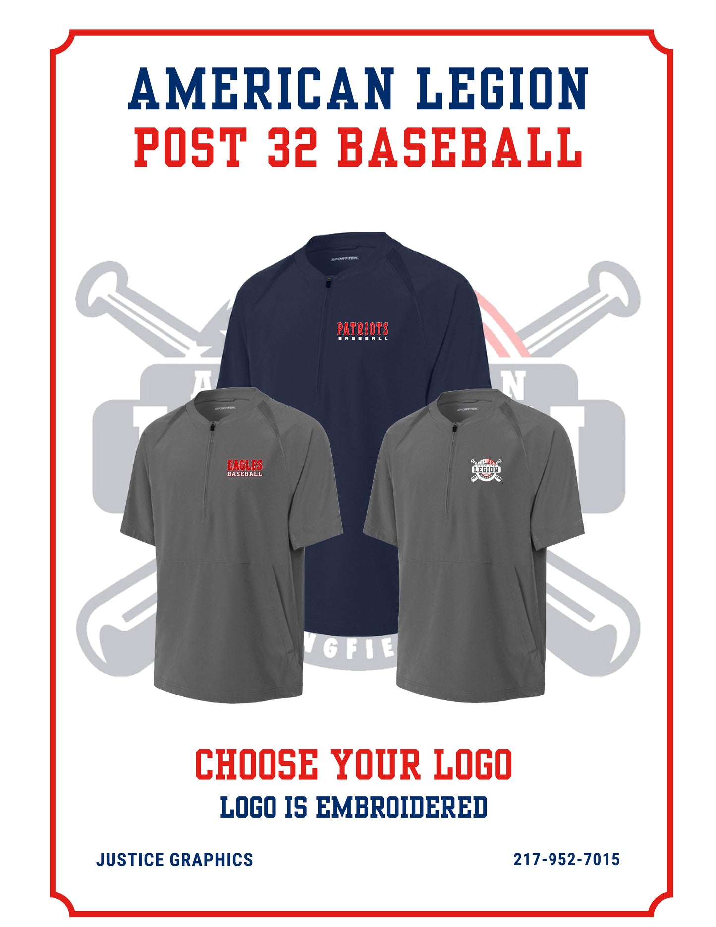 American Legion Post 32 Baseball Sport-Tek® Repeat 1/2-Zip Short Sleeve Jacket (E.JST489)