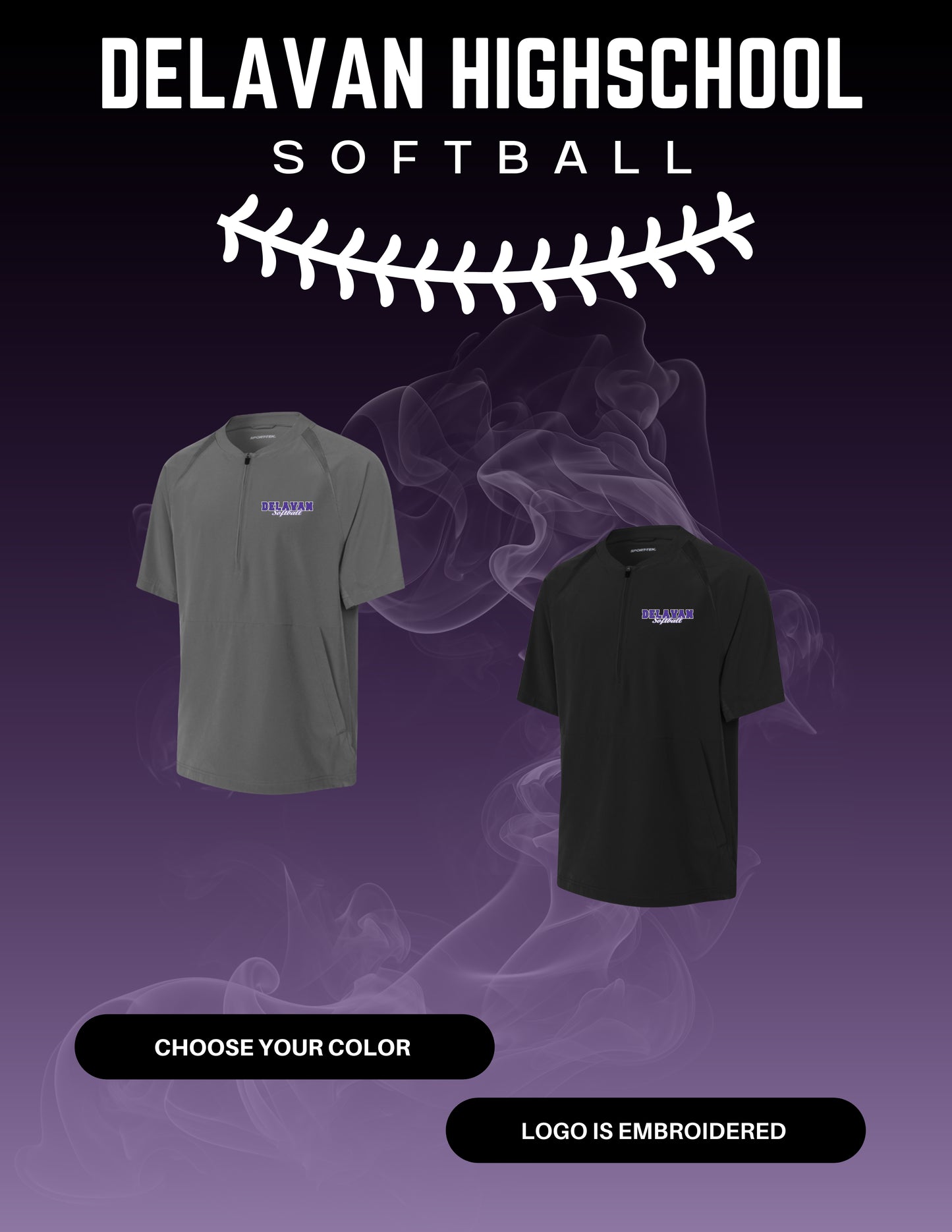 Delavan High School Softball Sport-Tek® Repeat 1/2-Zip Short Sleeve Jacket (E.JST489)
