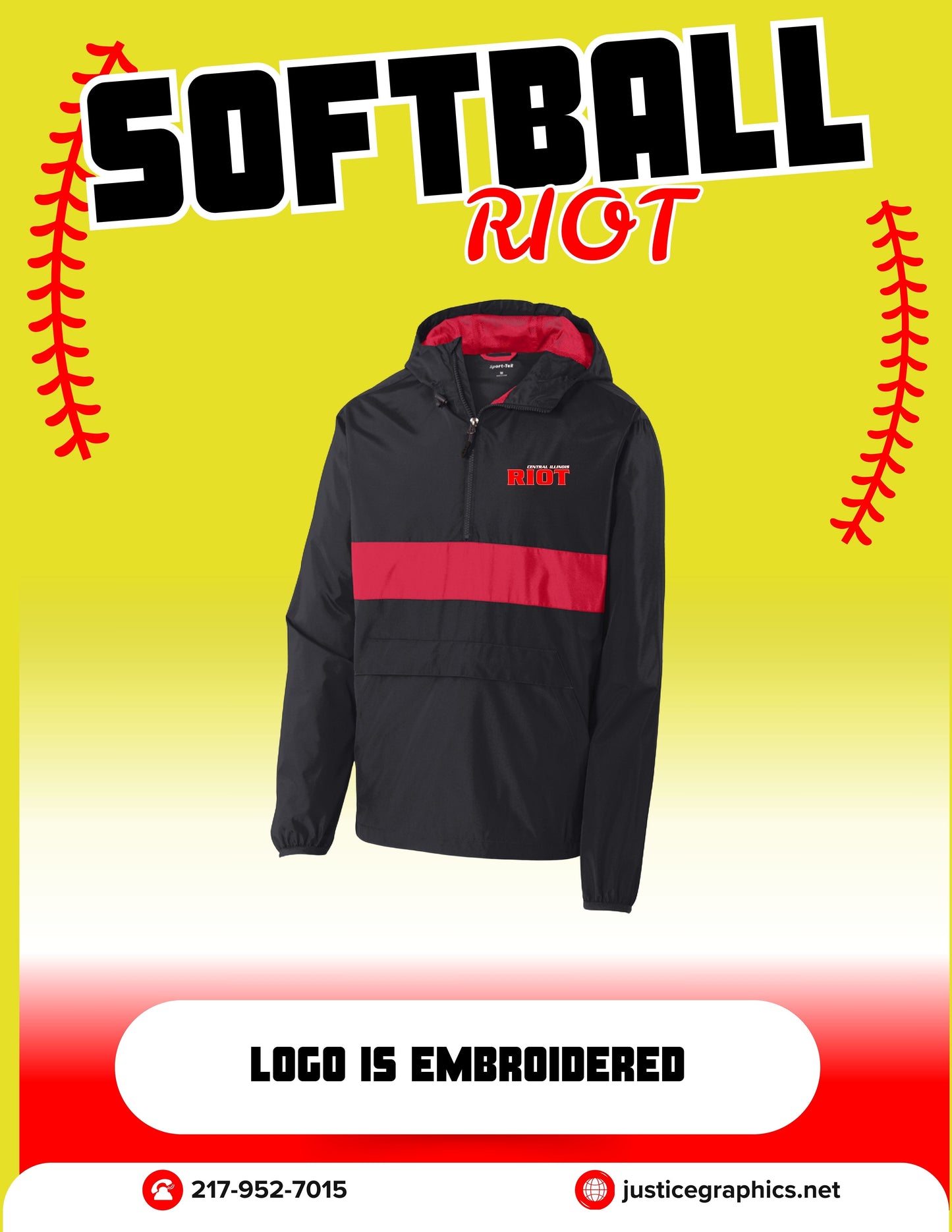 RIOT SOFTBALL Sport-Tek® Zipped Pocket Anorak (E. JST65)