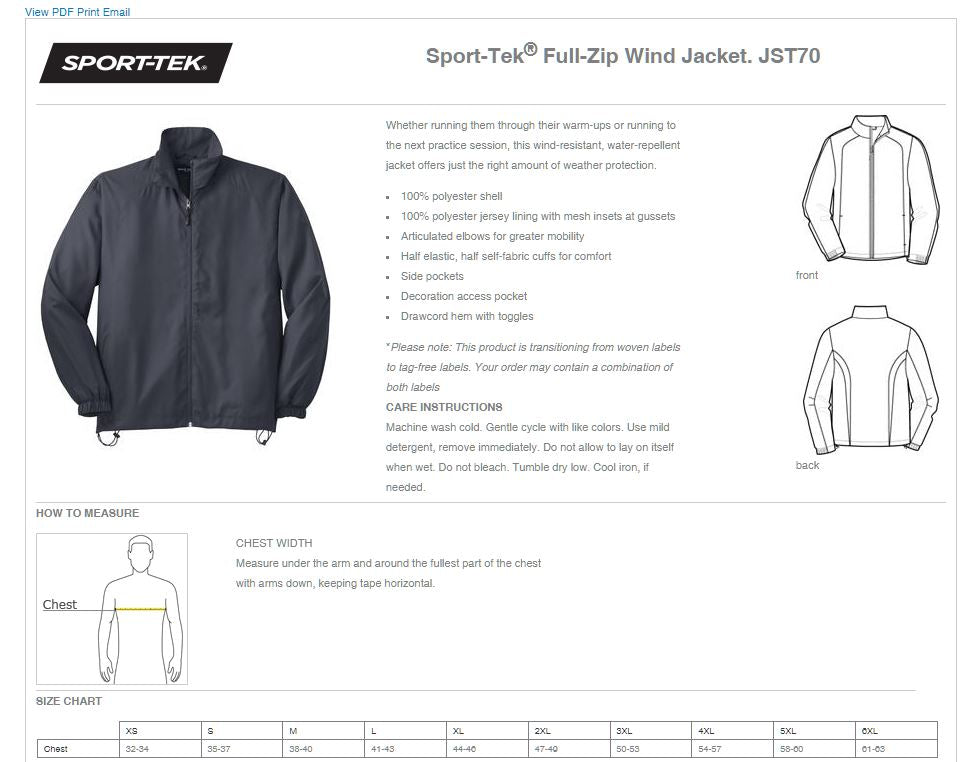 The Real Estate Group Sport-Tek® Full-Zip Wind Jacket (E.JST70)