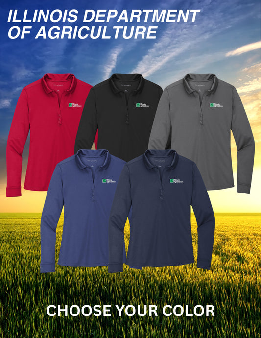Illinois Department of Agriculture Port Authority® Women's Silk Touch™ Performance Long Sleeve Polo (E.L540LS)