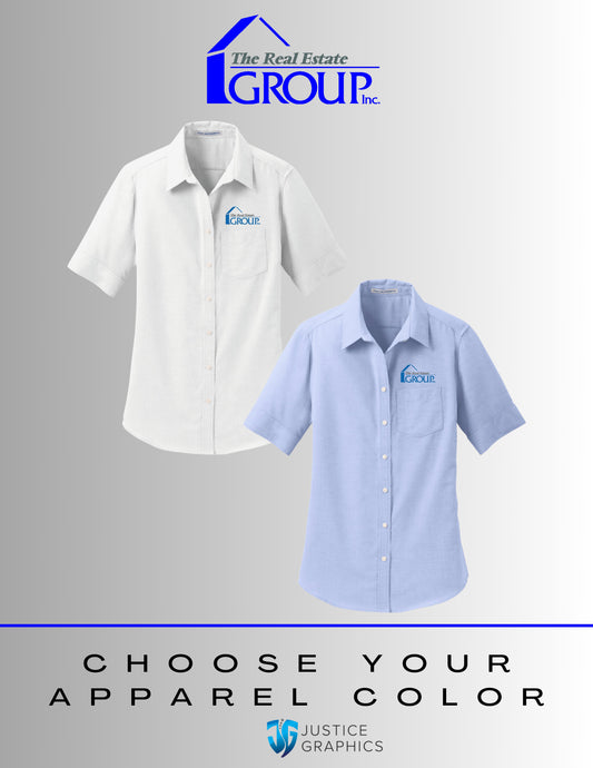 The Real Estate Group Port Authority® Women's Short Sleeve SuperPro™ Oxford Shirt (E.L659)
