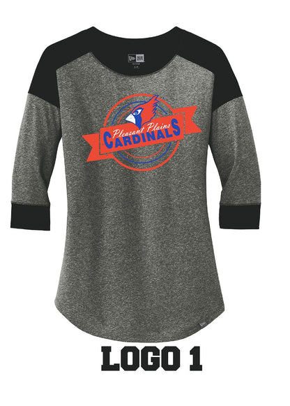 PP CARDINALS LADIES NEW ERA RAGLAN TEE (p. LNEA104)