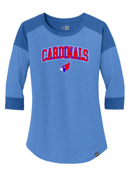 PP CARDINALS LADIES NEW ERA RAGLAN TEE (p. LNEA104)