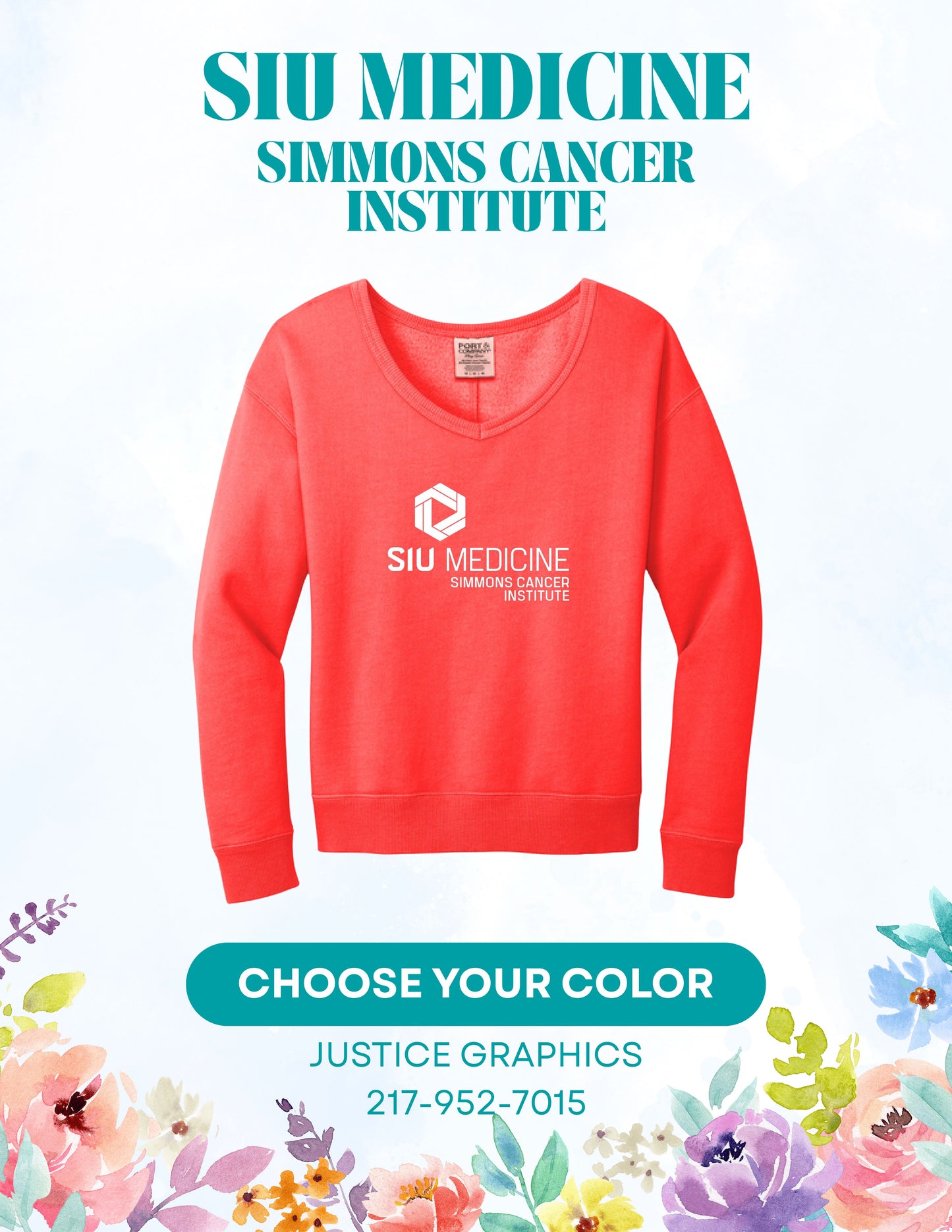 SIU Medicine SPRING COLLECTION Port & Co™ Women's Beach Wash® Garment-Dyed V-Neck Sweatshirt (P.LPC098V)