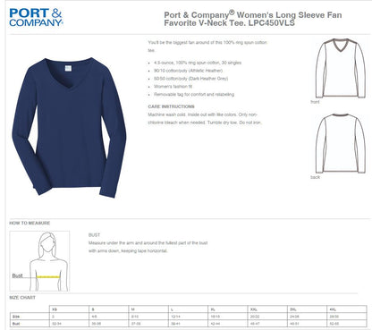Illinois Department of Agriculture Port & Company® Women's Long Sleeve Fan Favorite™; V-Neck Tee (E.LPC450LVS)