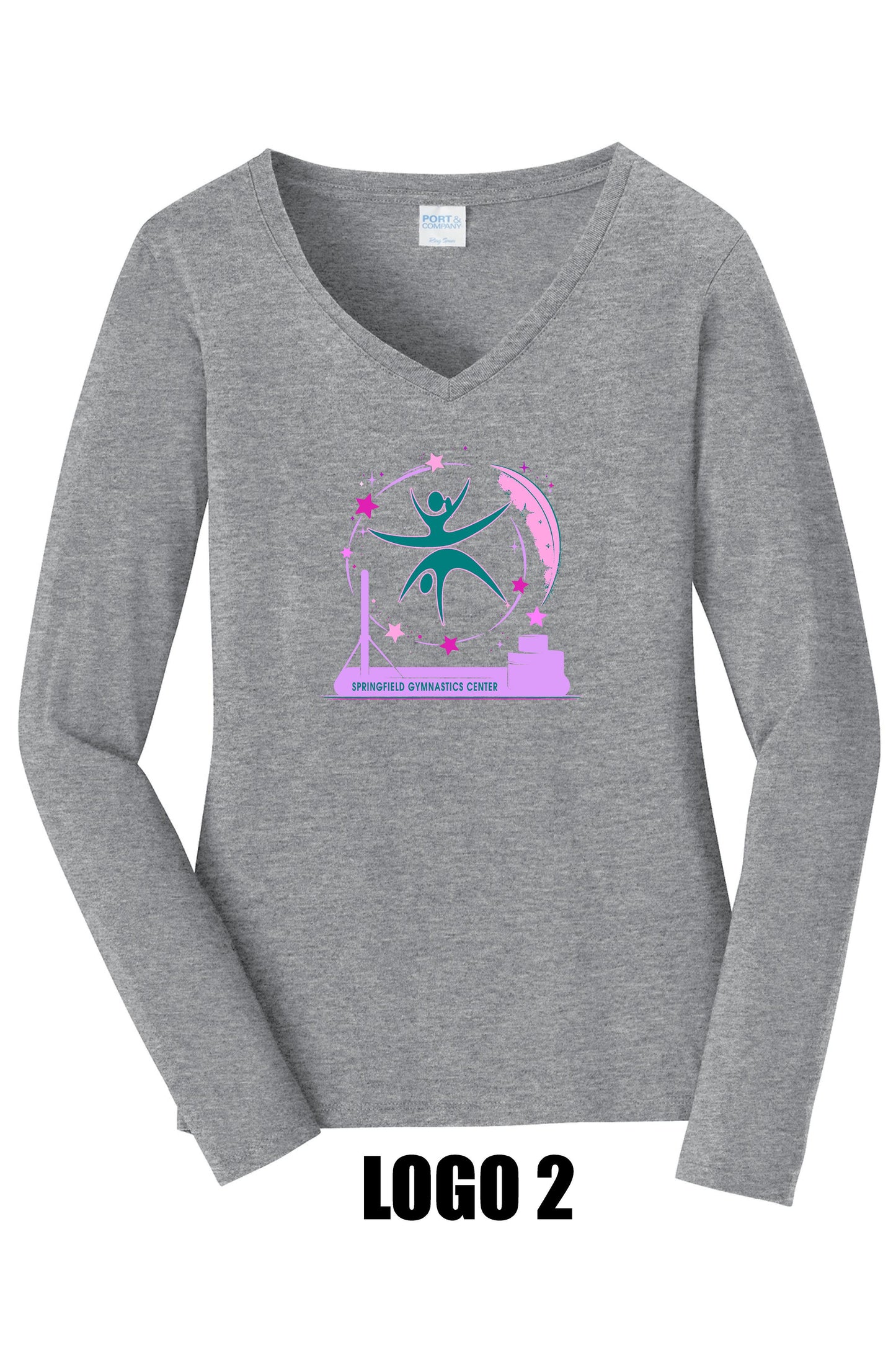 SPRINGFIELD GYMNASTICS CENTER Port & Company® Ladies Long Sleeve Fan Favorite™ V-Neck Tee (P. LPC450VLS)