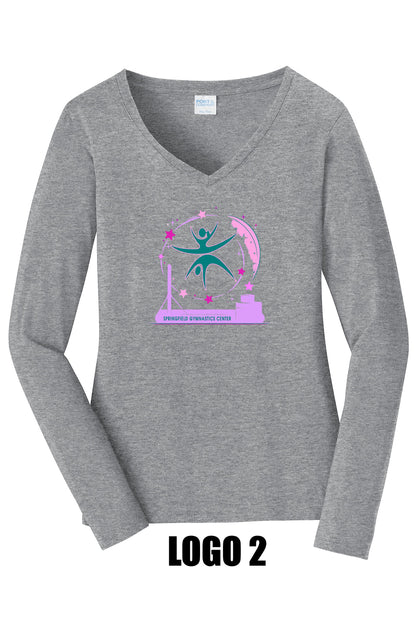 SPRINGFIELD GYMNASTICS CENTER Port & Company® Ladies Long Sleeve Fan Favorite™ V-Neck Tee (P. LPC450VLS)