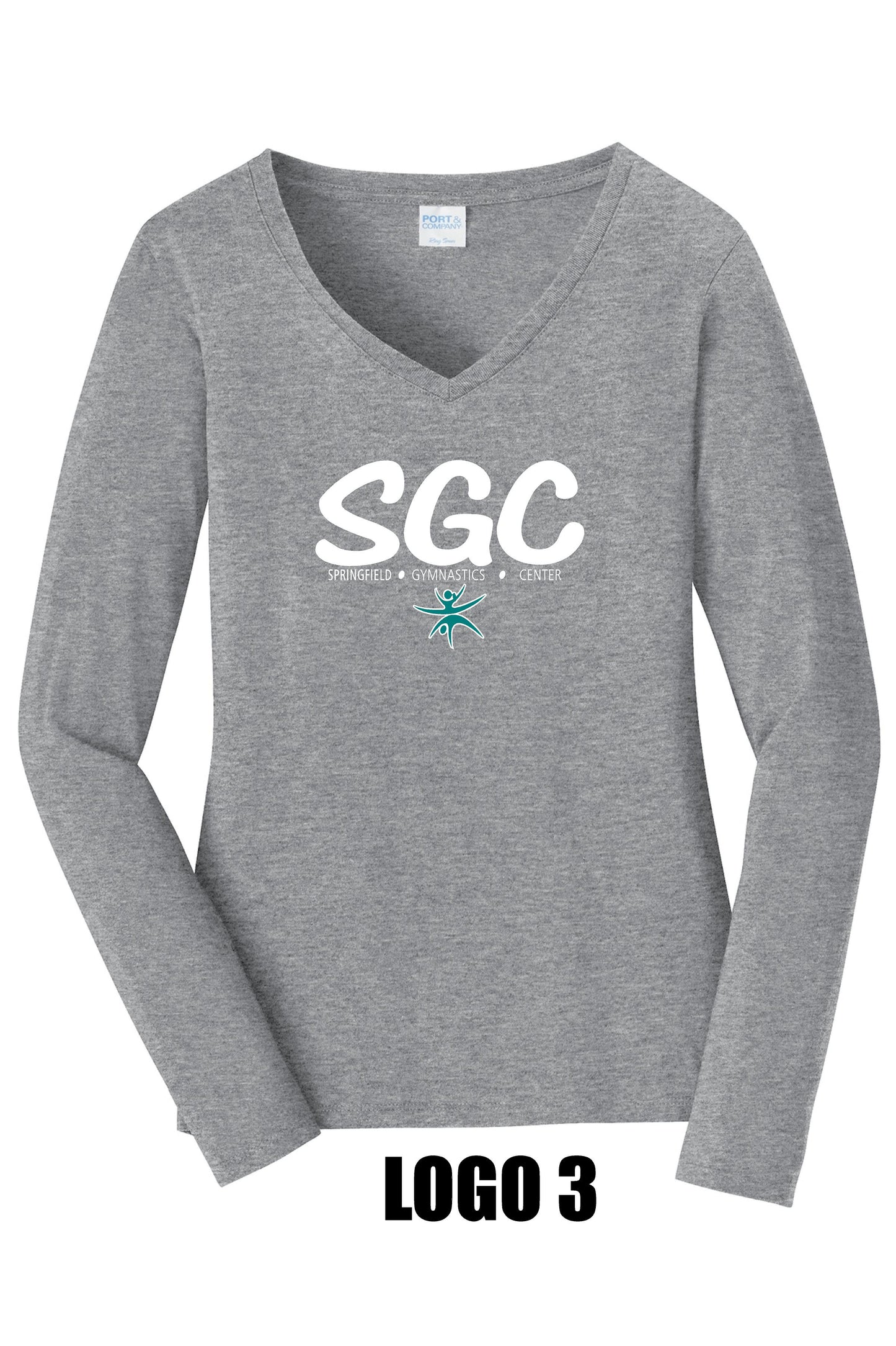 SPRINGFIELD GYMNASTICS CENTER Port & Company® Ladies Long Sleeve Fan Favorite™ V-Neck Tee (P. LPC450VLS)