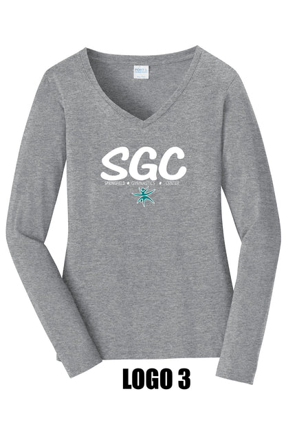 SPRINGFIELD GYMNASTICS CENTER Port & Company® Ladies Long Sleeve Fan Favorite™ V-Neck Tee (P. LPC450VLS)