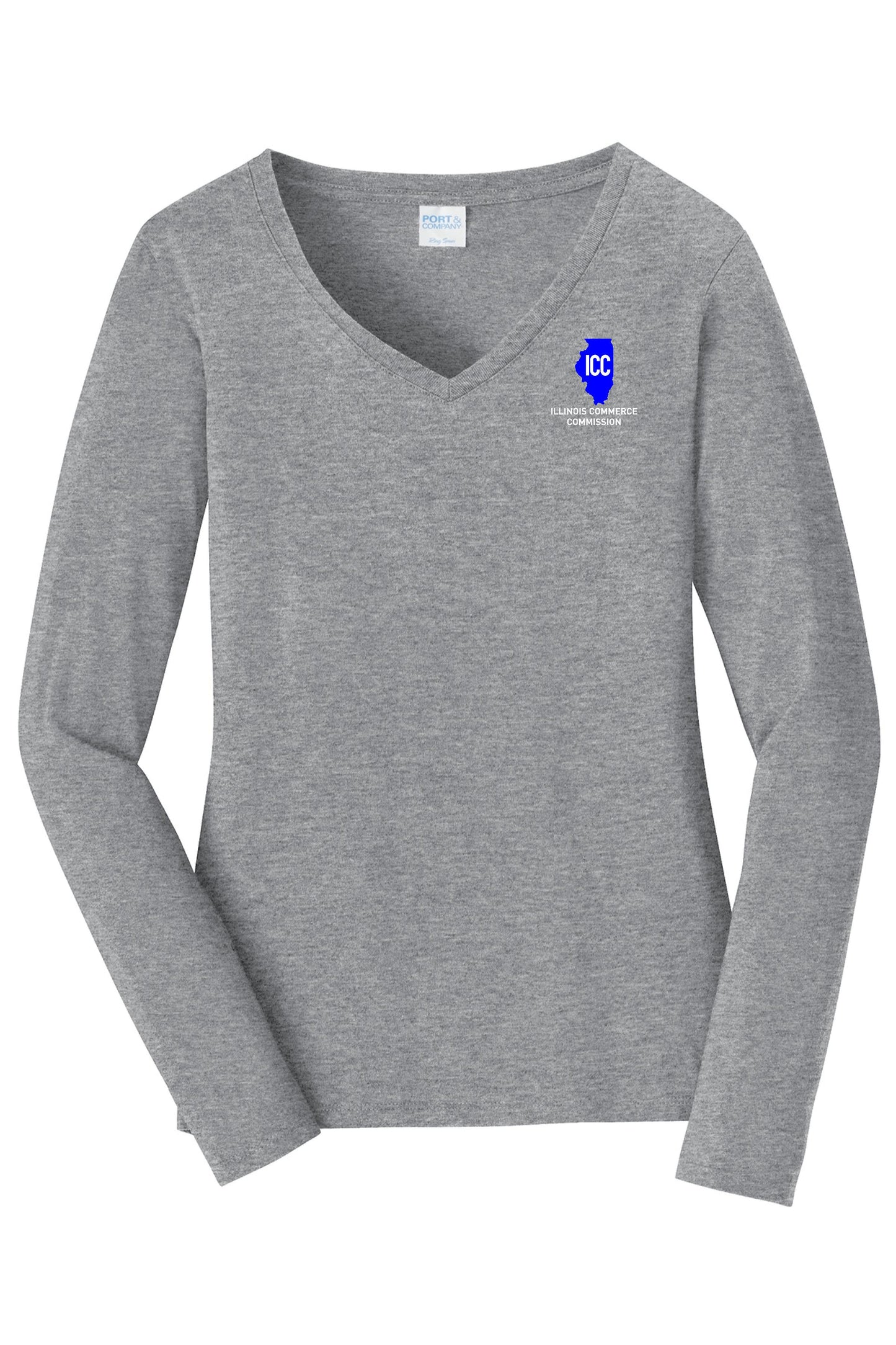 Illinois Commerce Commission Port & Company® Women's Long Sleeve Fan Favorite™; V-Neck Tee (E.LPC450VLS)