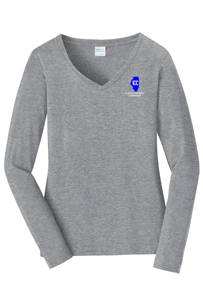 Illinois Commerce Commission Port & Company® Women's Long Sleeve Fan Favorite™; V-Neck Tee (E.LPC450VLS)