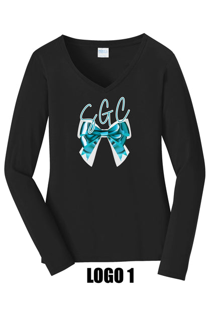 SPRINGFIELD GYMNASTICS CENTER Port & Company® Ladies Long Sleeve Fan Favorite™ V-Neck Tee (P. LPC450VLS)