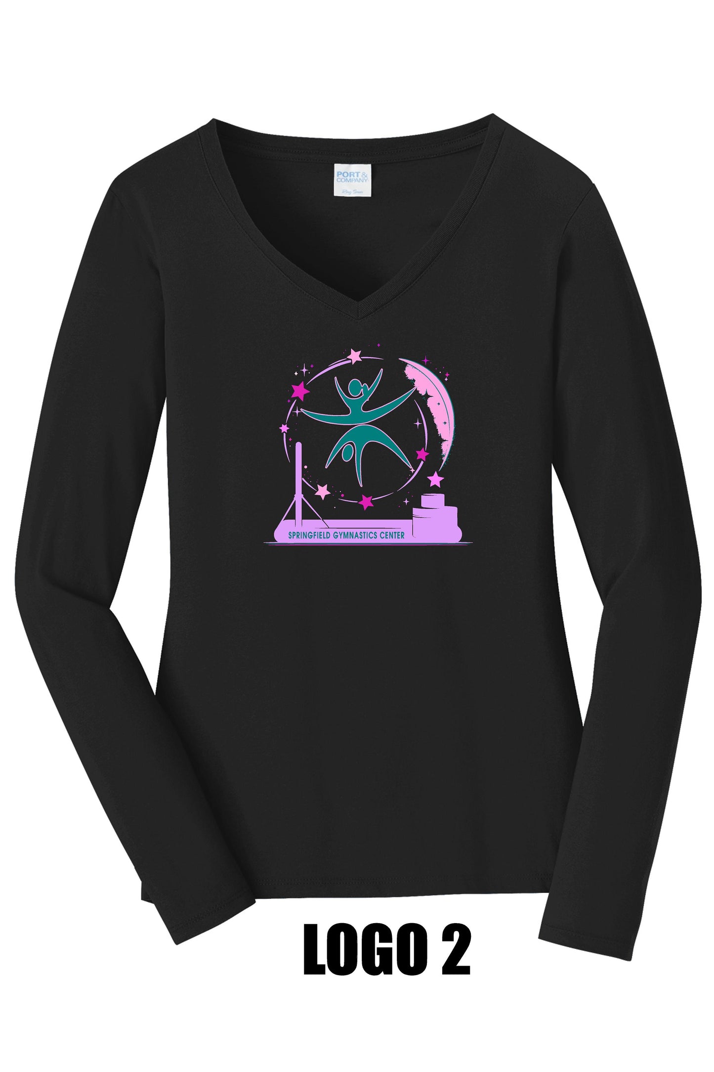 SPRINGFIELD GYMNASTICS CENTER Port & Company® Ladies Long Sleeve Fan Favorite™ V-Neck Tee (P. LPC450VLS)