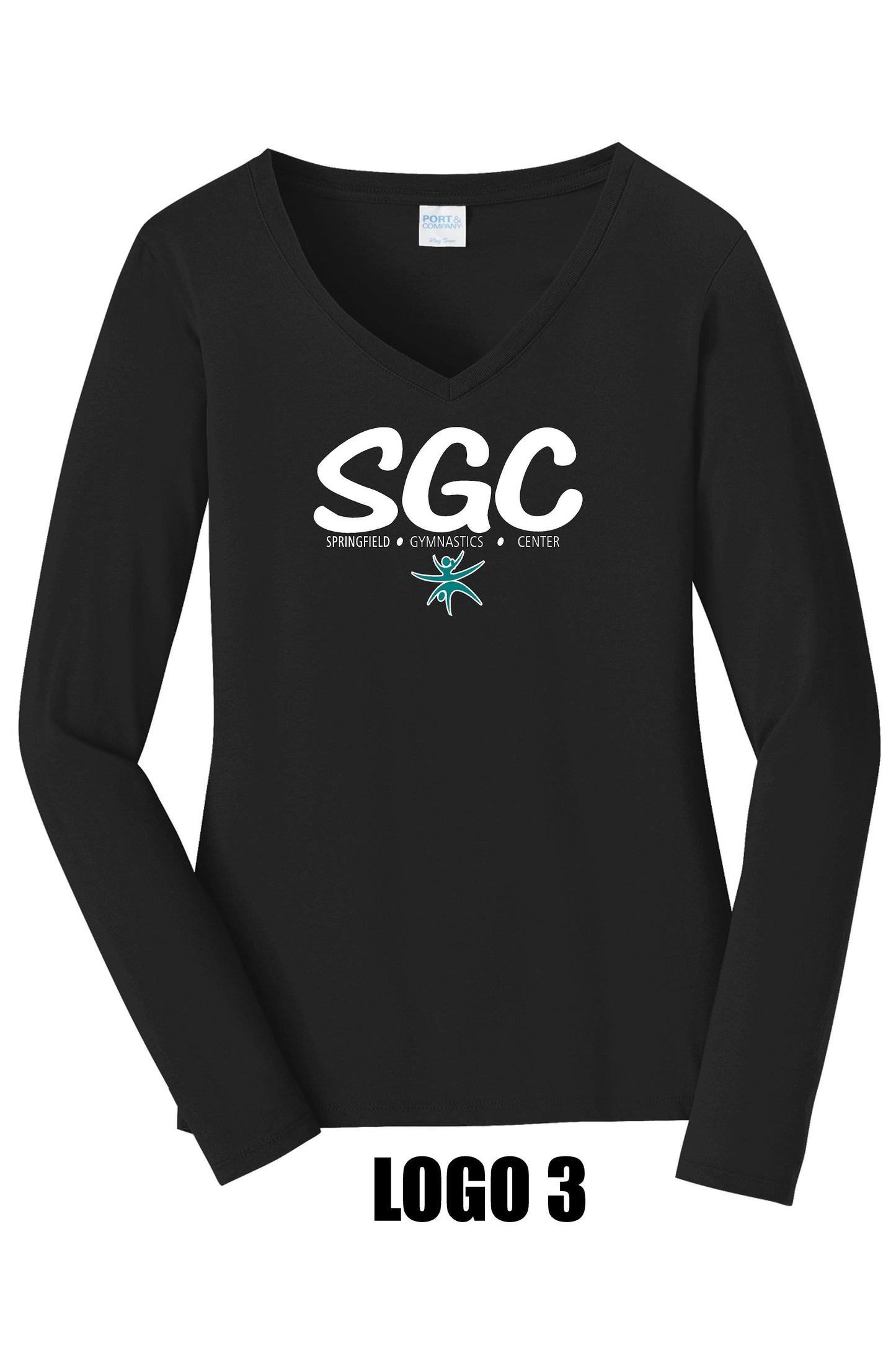 SPRINGFIELD GYMNASTICS CENTER Port & Company® Ladies Long Sleeve Fan Favorite™ V-Neck Tee (P. LPC450VLS)