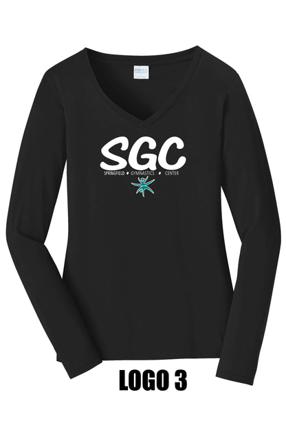 SPRINGFIELD GYMNASTICS CENTER Port & Company® Ladies Long Sleeve Fan Favorite™ V-Neck Tee (P. LPC450VLS)