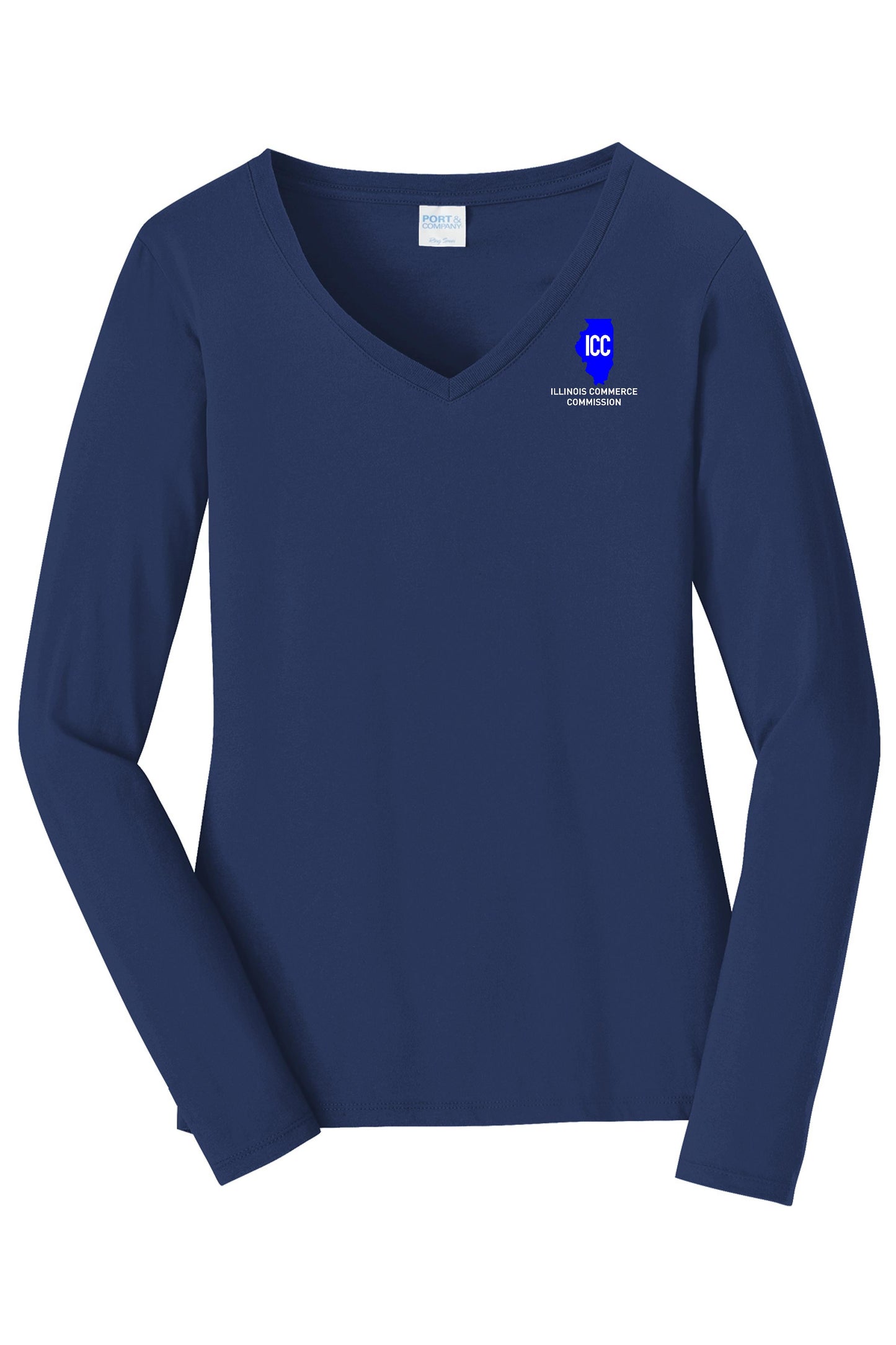 Illinois Commerce Commission Port & Company® Women's Long Sleeve Fan Favorite™; V-Neck Tee (E.LPC450VLS)