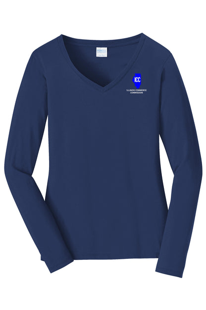 Illinois Commerce Commission Port & Company® Women's Long Sleeve Fan Favorite™; V-Neck Tee (E.LPC450VLS)