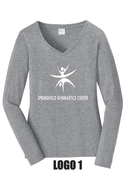 SPRINGFIELD GYMNASTICS CENTER Port & Company® Ladies Long Sleeve Fan Favorite™ V-Neck Tee (P. LPC450VLS)