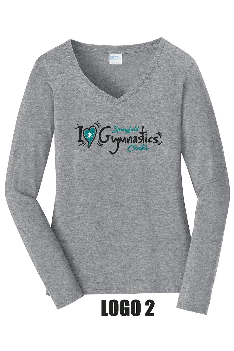 SPRINGFIELD GYMNASTICS CENTER Port & Company® Ladies Long Sleeve Fan Favorite™ V-Neck Tee (P. LPC450VLS)