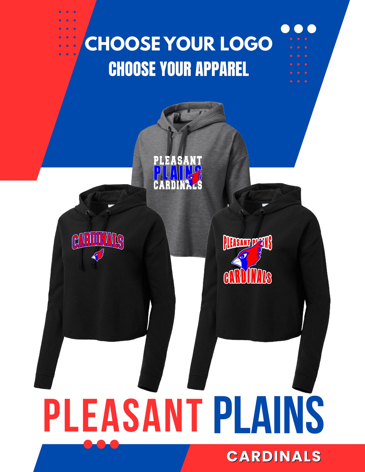PP CARDINALS LADIES Wicking Fleece Crop Hooded Pullover (P.LST298)