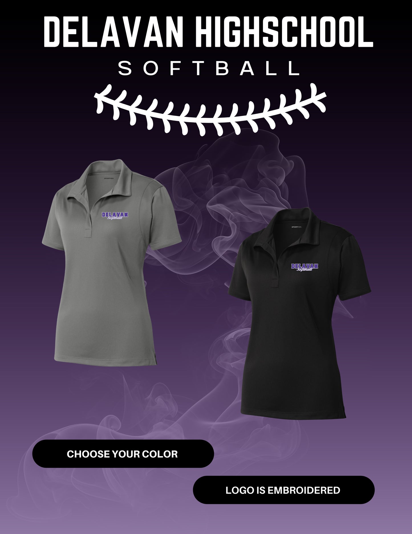 Delavan High School Softball Unisex/Ladies SPORT TEK Short Sleeve Polo (E.ST650/LST650)