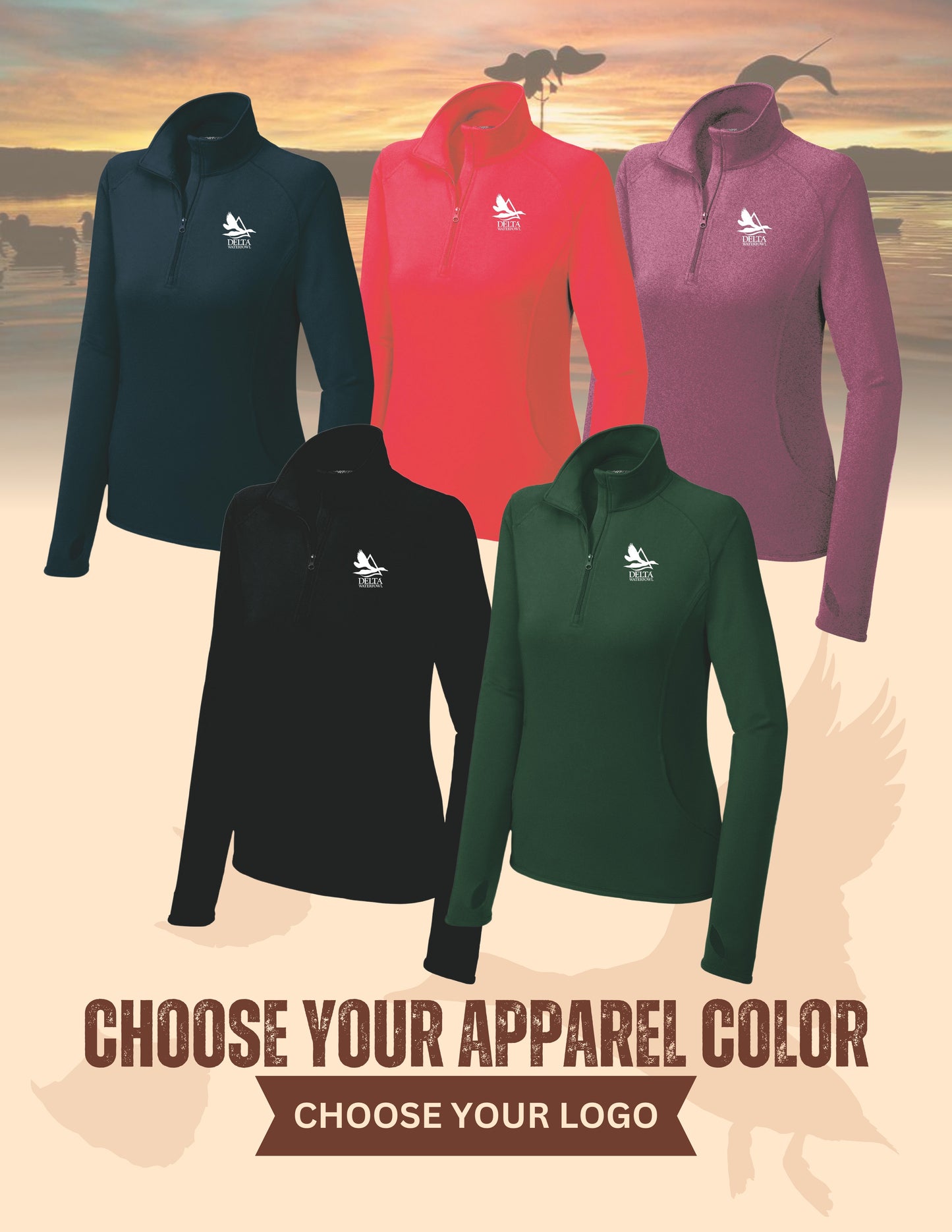 Delta Waterfowl Sport-Tek® Ladies Sport-Wick® Stretch 1/2-Zip Pullover (E.LST850)