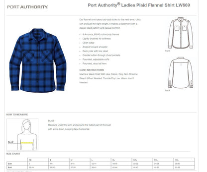 PP CARDINALS Port Authority® Ladies Plaid Flannel Shirt (E.LW669)