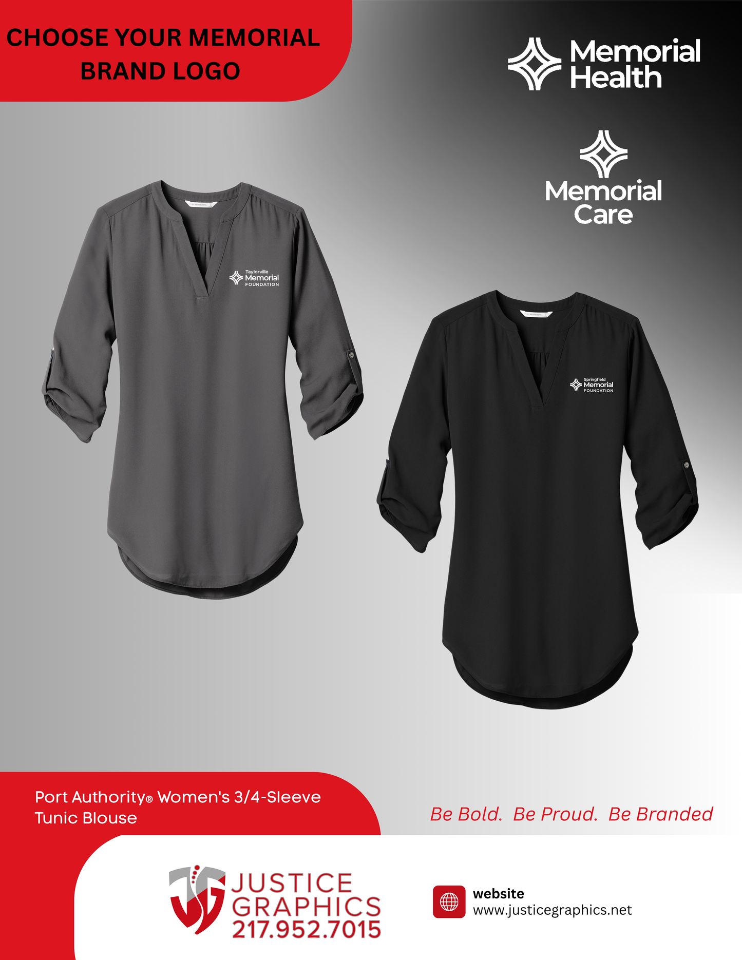 Memorial HEALTH/CARE Port Authority ® Ladies 3/4-Sleeve Tunic Blouse (E.LW701)