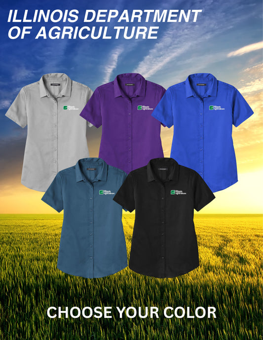 Illinois Department of Agriculture Port Authority® Women's Short Sleeve SuperPro React ™ Twill Shirt (E.LW809)