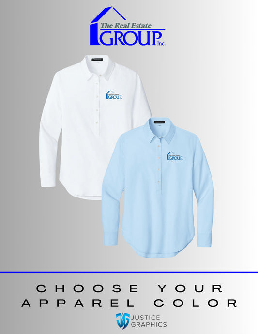 The Real Estate Group Mercer+Mettle® Women’s Long Sleeve Modern Oxford Shirt (E.MM2002)