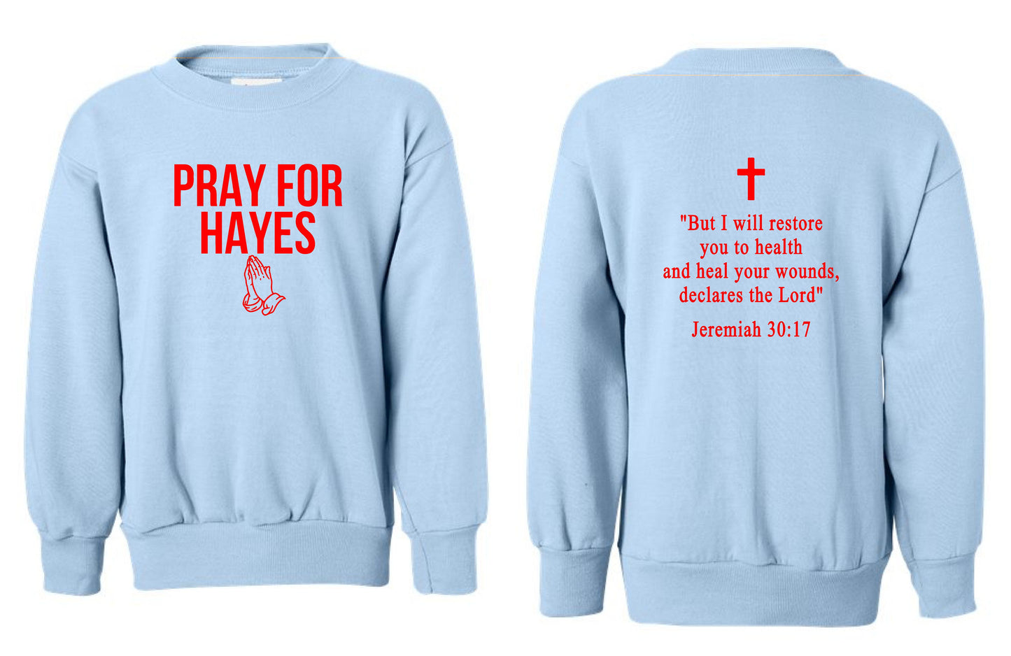 Pray For Hayes Youth EcoSmart® Crewneck Sweatshirt (P. P360)