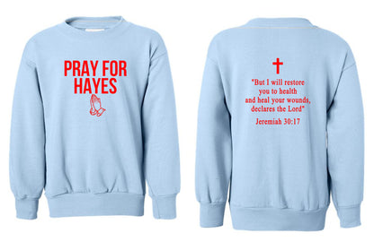 Pray For Hayes Youth EcoSmart® Crewneck Sweatshirt (P. P360)
