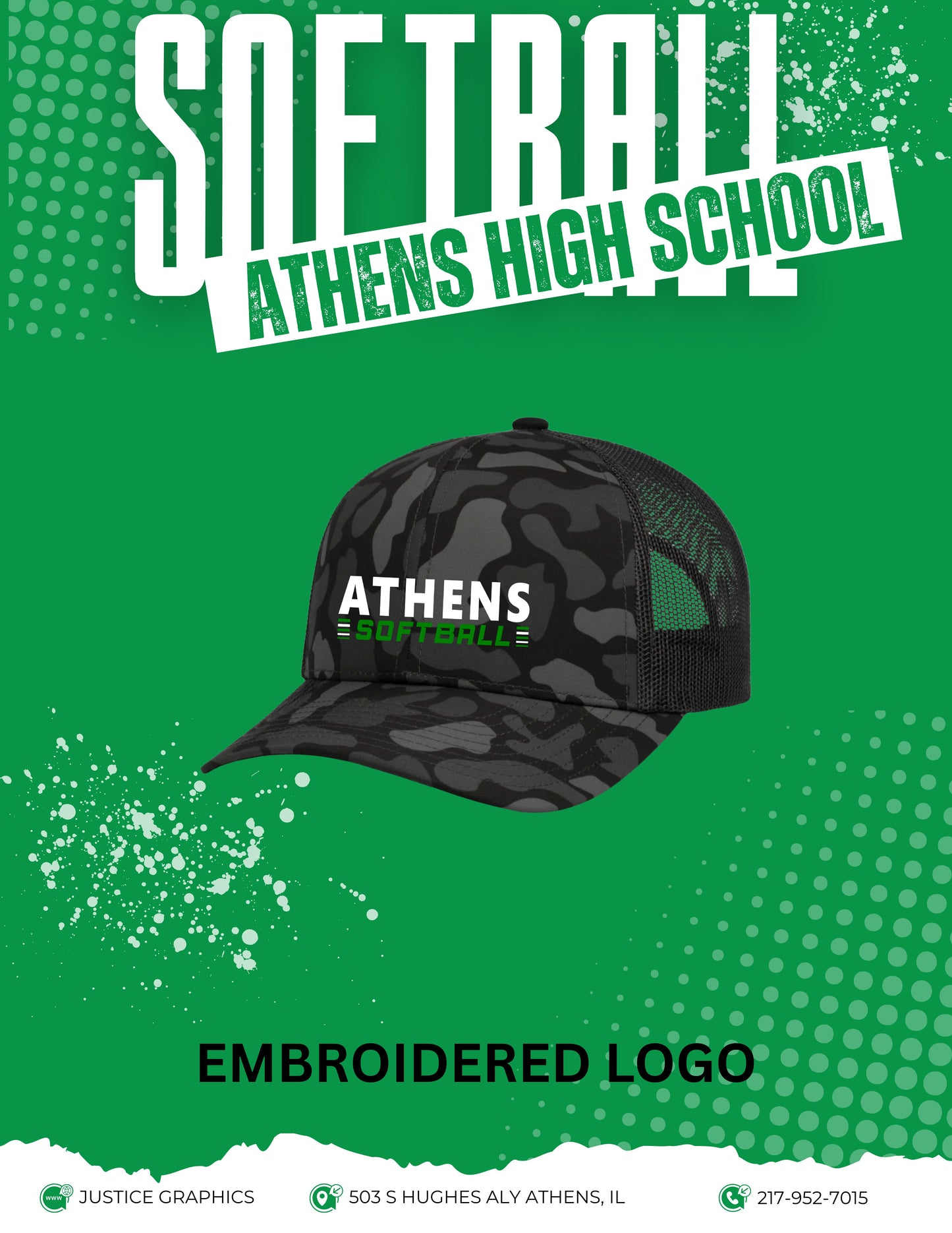 Athens High School Softball DUCK CAMO TRUCKER SNAPBACK CAP (E.P686)