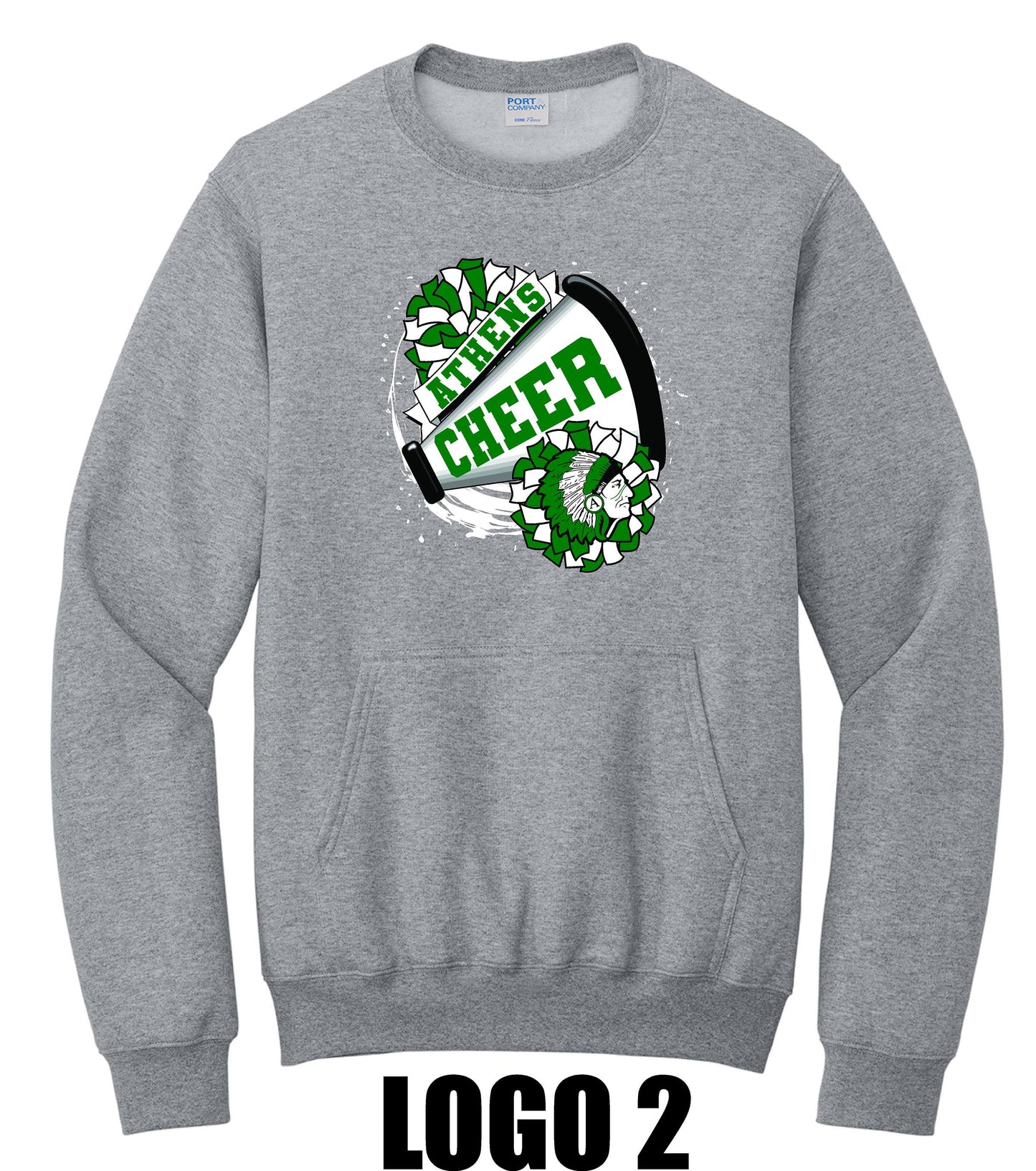 Athens Cheer Port & Co™ Core Fleece Crewneck Pocket Sweatshirt (P.PC78PKT)