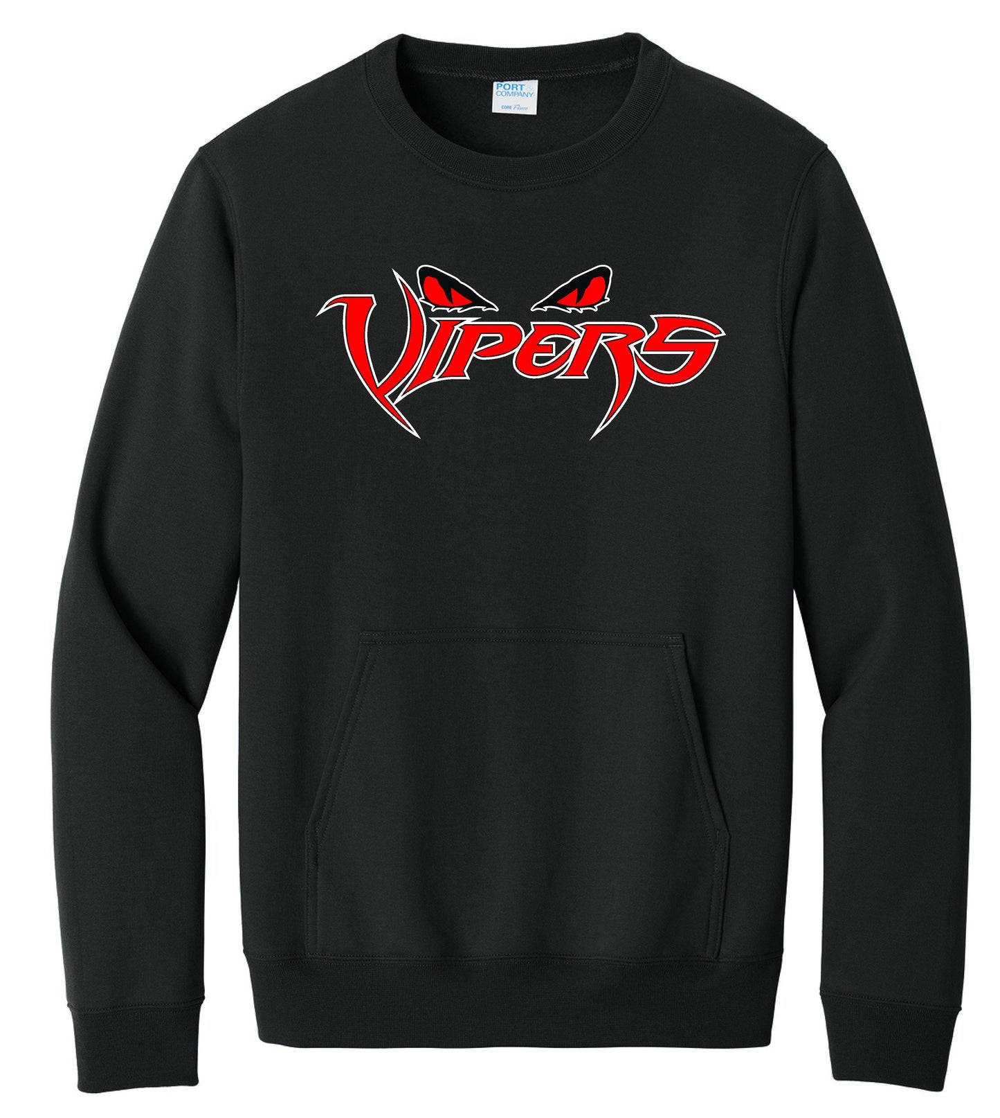 VIPERS BASEBALL Port & Co™ Core Fleece Crewneck Pocket Sweatshirt (P.PC78PKT)