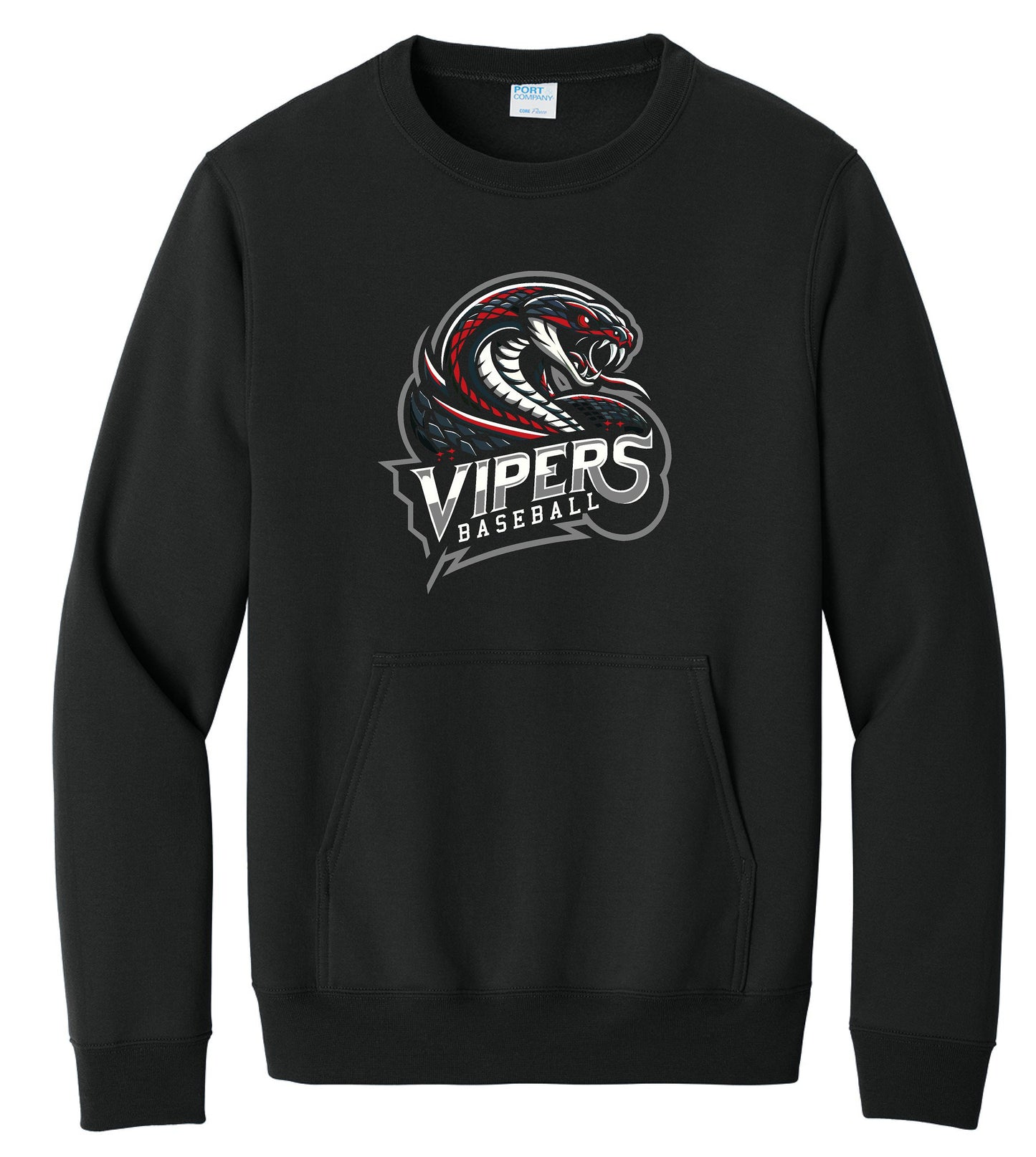 VIPERS BASEBALL Port & Co™ Core Fleece Crewneck Pocket Sweatshirt (P.PC78PKT)
