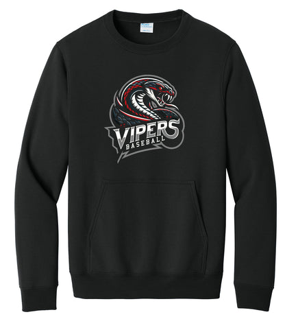 VIPERS BASEBALL Port & Co™ Core Fleece Crewneck Pocket Sweatshirt (P.PC78PKT)