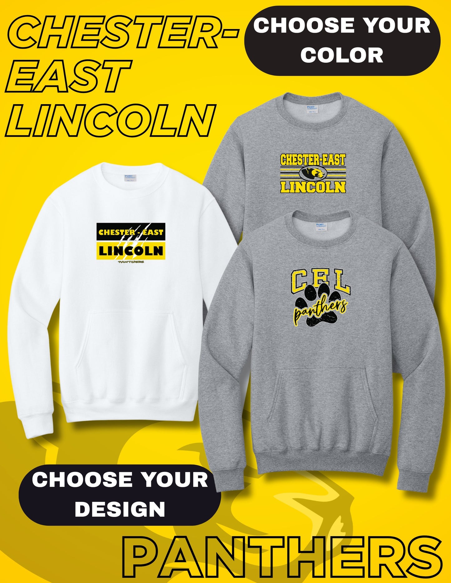 Chester-East Lincoln Port & Co™ Core Fleece Crewneck Pocket Sweatshirt (P.PC78PKT)